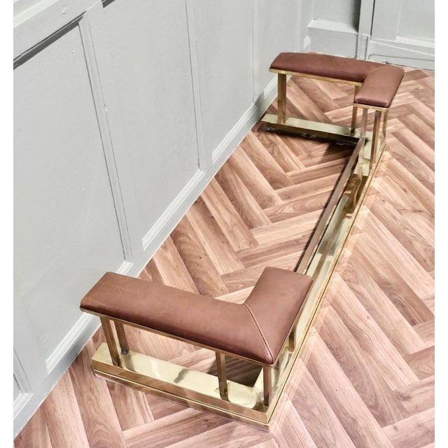 1920s Art Deco Brass and Leather Club Fender, 1920s For Sale - Image 5 of 8