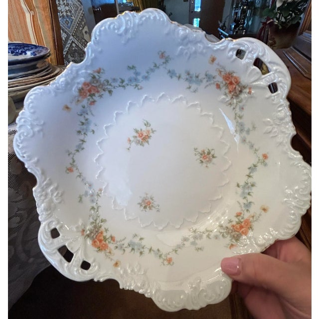 Mid 20th Century Hermann Ohme Eglantine Floral Scalloped Bowl, Germany For Sale - Image 4 of 8