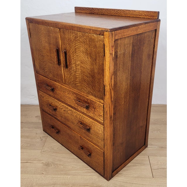 Mid-Century Modern Vintage Rustic Oak Tallboy Cabinet, 1930s For Sale - Image 3 of 18
