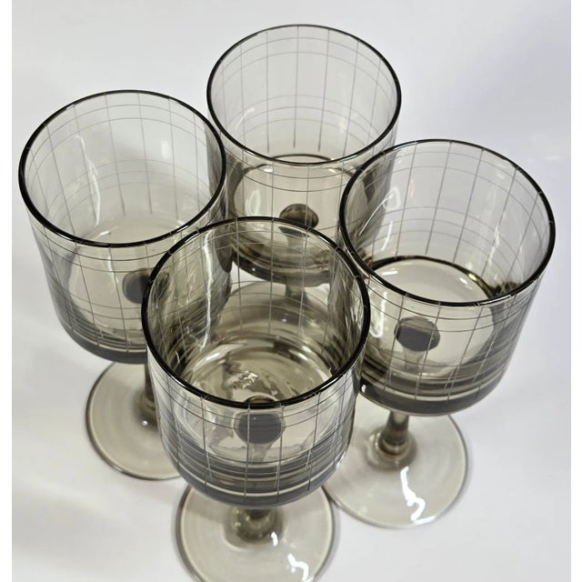 Geometric Etched Wine Goblets- Set of Four For Sale - Image 6 of 10