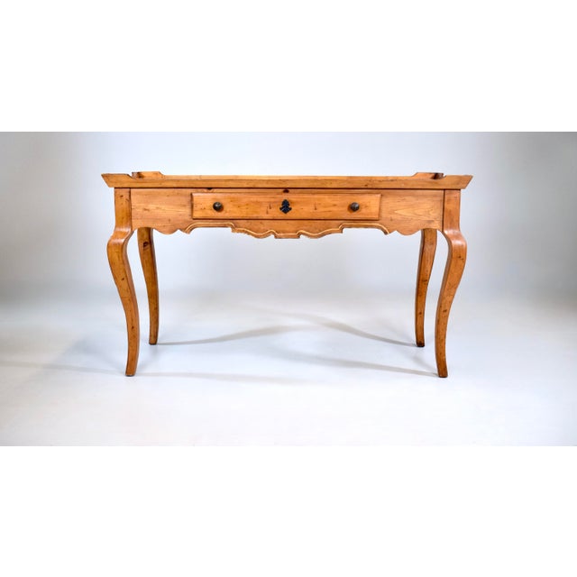 Vintage French Country Pine Writing Desk With Glass Top, 1990s, Usa For Sale - Image 14 of 14