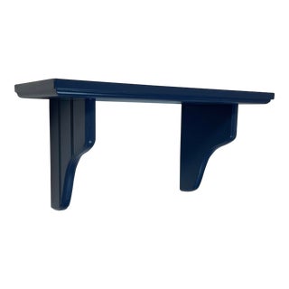 1990s Vintage Arts and Crafts Indigo Denim Blue Wall Mounted Shelf For Sale