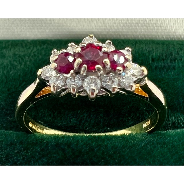 Vintage Ruby and Diamond Cluster Ring, 1980s For Sale - Image 6 of 15