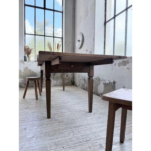 Oak Farmhouse Table with Extensions, 1950s For Sale - Image 11 of 18