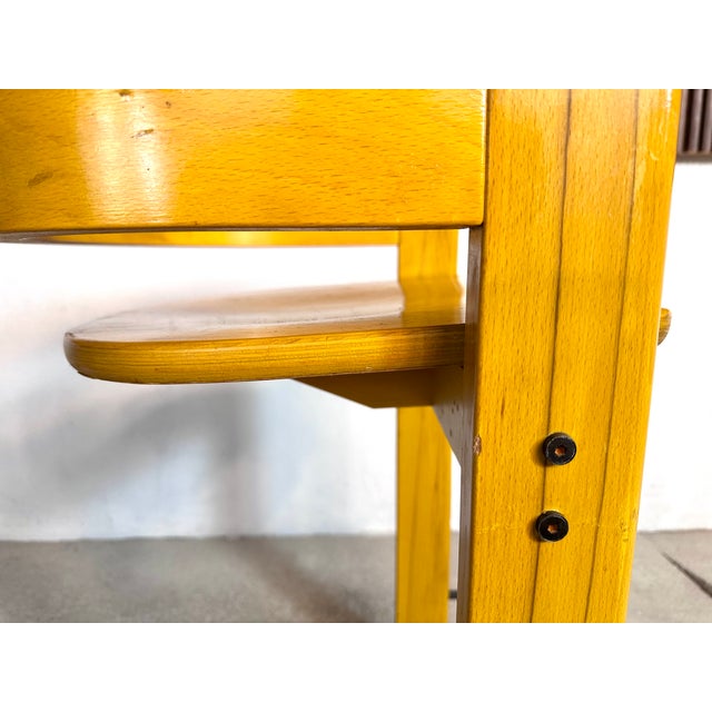 Yellow Brutalist Wooden Stool with Backrest, Germany, 1970s For Sale - Image 8 of 18