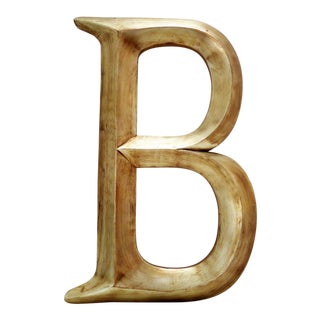 Vintage Large 18" Gold Silver Letter B For Sale