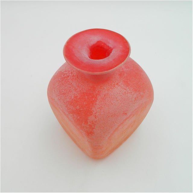 Mid-Century Modern Scavo Red Glass Vase from Cenedese, Italy, 1970s For Sale - Image 3 of 14