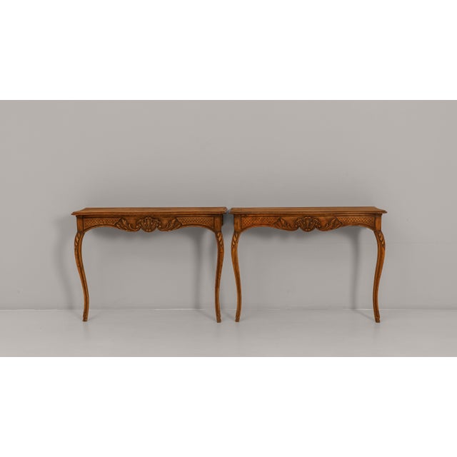 French 19th Century French Louis XV Carved Wooden Console Tables - A Pair For Sale - Image 3 of 18