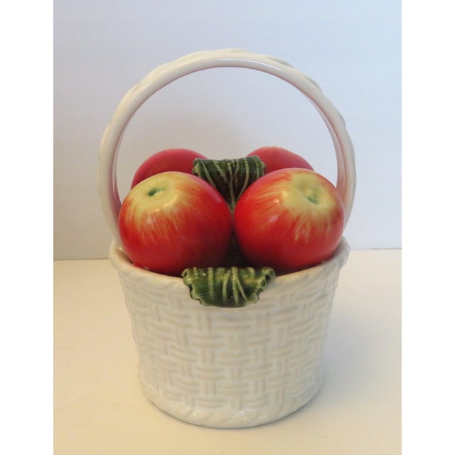 Portugal Subtil Caldas Da Rainha Ceramic Apples in a White Basket Vtg Excellent vintage condition. No damage. Made in...