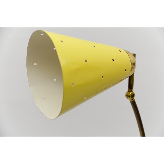 Yellow Mid-Century Modern Brass and Perforated Metal Floor Lamp, 1950s For Sale - Image 8 of 18