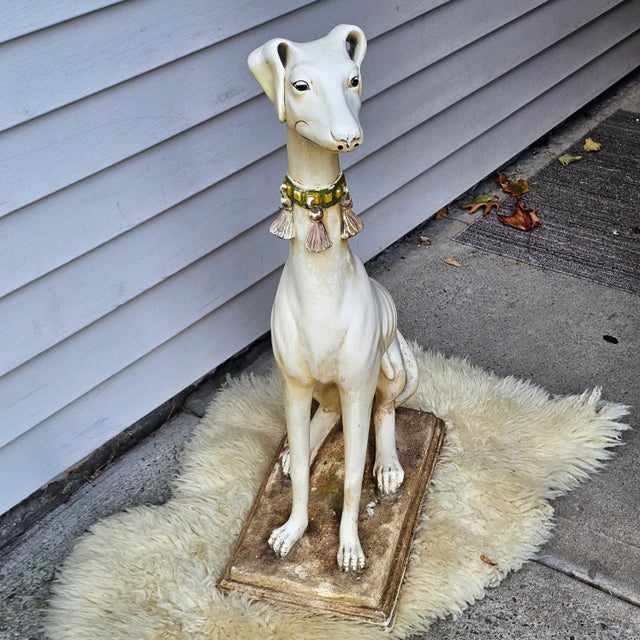 White 1940s Late Art Deco Sicilian Marwal Chalkware Greyhound.Statue For Sale - Image 8 of 12