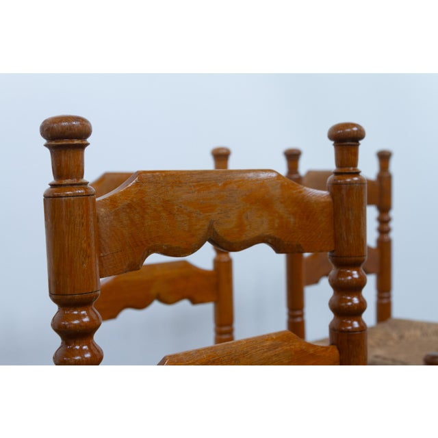 Danish Oak Chairs with Rush Seats in Seagrass by Hans Dau, 1940s, Set of 6 For Sale - Image 13 of 18