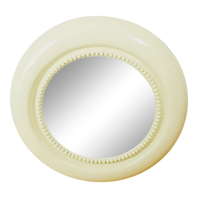 Extra Large Round American Beige Wall Mirror, 1970s For Sale
