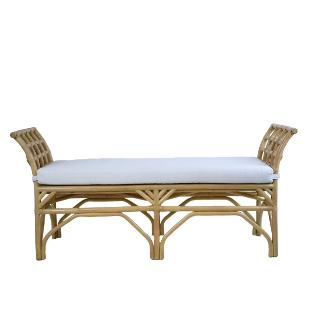 A natural rattan bench from the Circa Who Originals collection, newly finished and ready for immediate use. Its...