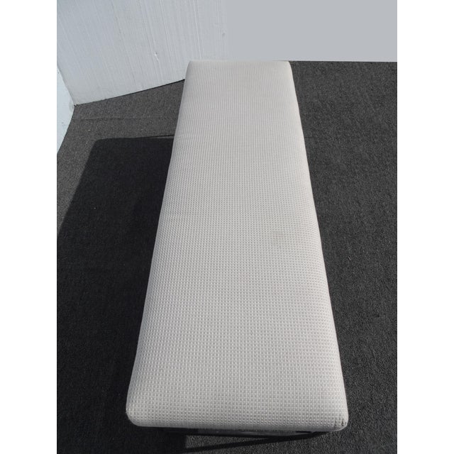 Modern White Bed Side Bench With Iron Base & Designer Fabric For Sale In Los Angeles - Image 6 of 14