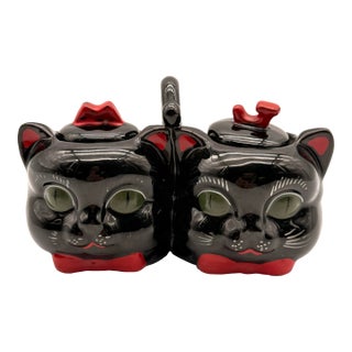 Rare Vintage Black Cat Jam and Marmalade Porcelain Serving Dish For Sale