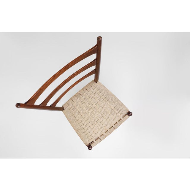 Vintage Belgian Teak Dining Chairs with Braided Rope Seat, 1960s, Set of 2 For Sale - Image 9 of 15