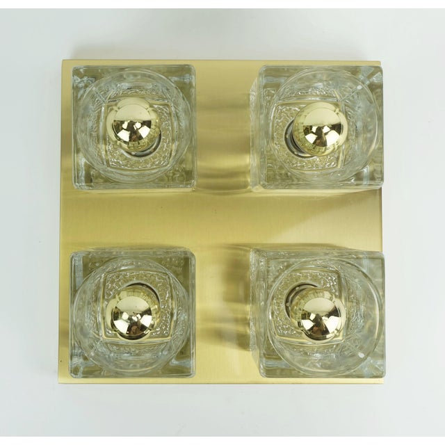 Mid-Century Modern Mid-Century Modern Brass Ceiling Light with Glass Cubes from Peill & Putzler, 1960s For Sale - Image 3 of 13