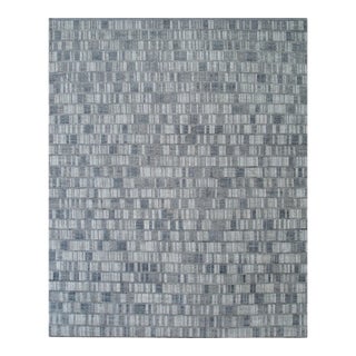 10x14 Tessa Sophisticated Gray Geometric Modern Hand Knotted Wool Carpet Rug For Sale