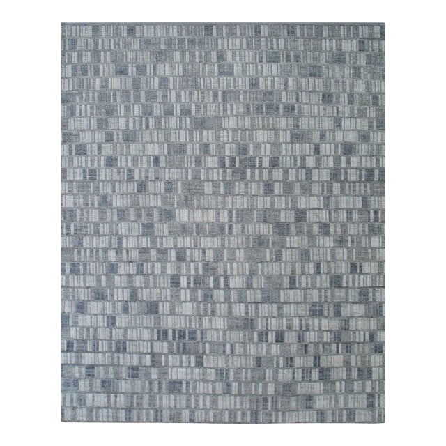 10x14 Tessa Sophisticated Gray Geometric Modern Hand Knotted Wool Carpet Rug For Sale