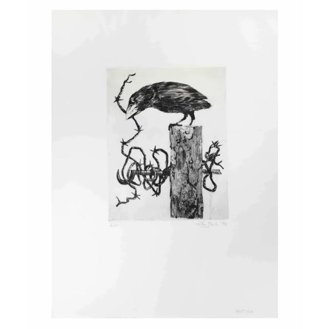 Crow is an artwork realized by the Contemporary Italian artist Leo Guida (1992 - 2017) in 1972. Original black and white...