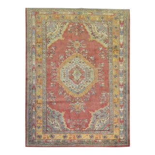 Vintage Turkish Oushak Medallion Rug - 6'6" x 9'2" For Sale