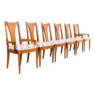 Vintage Brasilia Mid Century Modern Walnut Dining Chairs by Broyhill For Sale