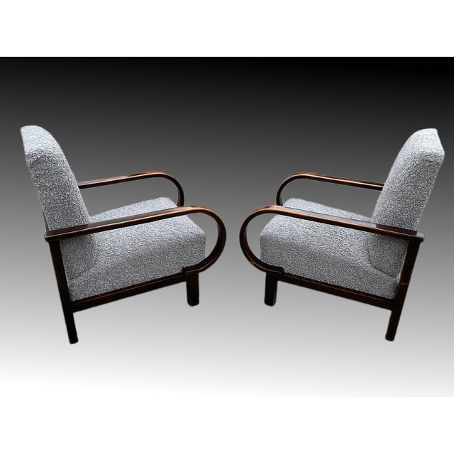 Wood Set of Art Deco Armchairs by Jindrich Halabala for Up Závody, 1930s For Sale - Image 7 of 17
