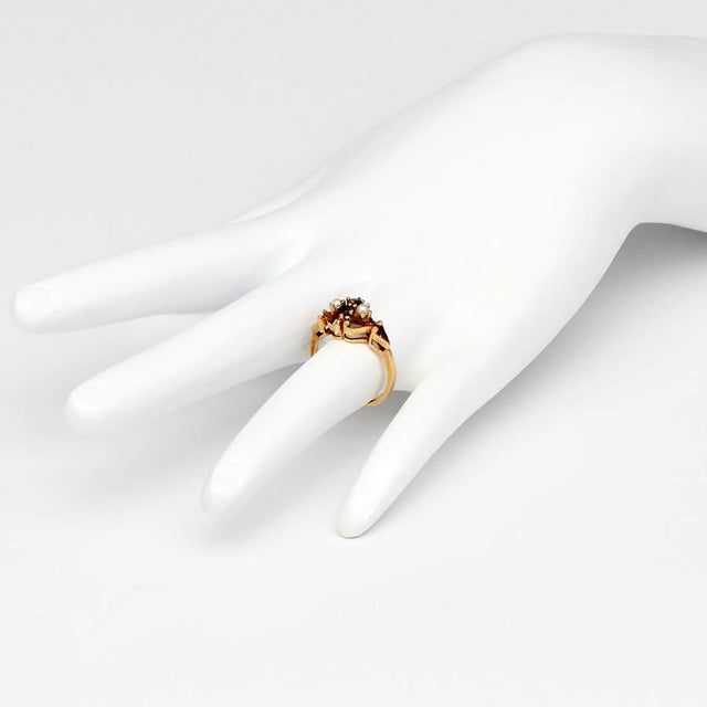 1940s 10KY Vintage Garnet(0.18) & Pearl Ring For Sale - Image 5 of 5