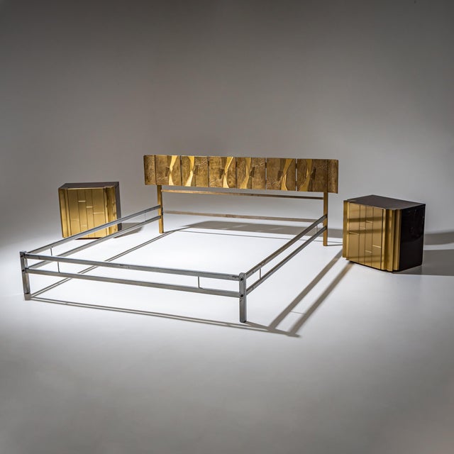 Bed With Brass Headboard by Luciano Frigerio, Italy, 1970s For Sale In New York - Image 6 of 11