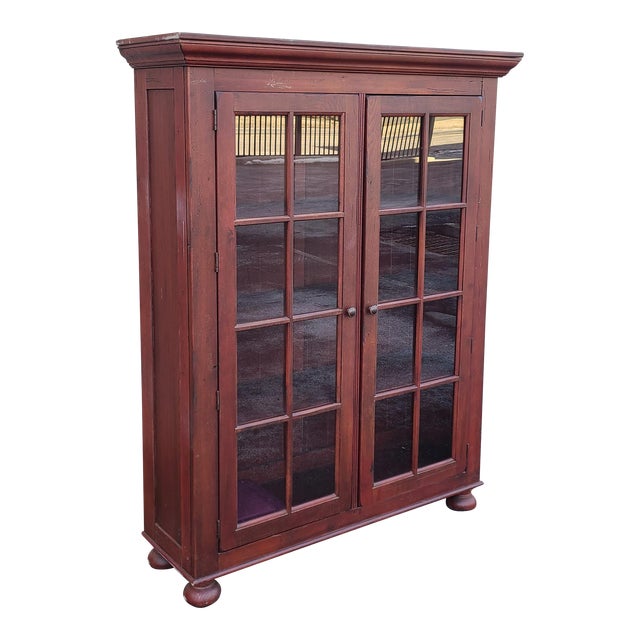 Broyhill Attic Heirlooms Red Rustic Oak Collection Library Bookcase C1990s Chairish