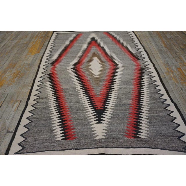 Early 20th Century American Navajo Rug ( 4'6'' x 6'8'' - 137 x 203 ) Antique American Navajo Gray 1935 Rug, Circa Date:...