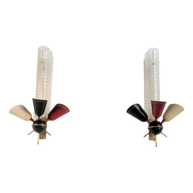 Large Vintage Wall Lights from Kobis and Lorence, 1950s, Set of 2 For Sale