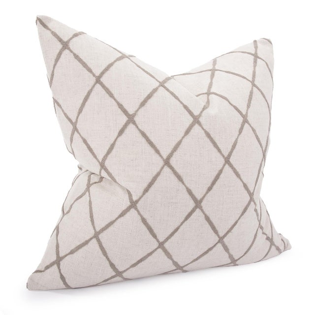 An oversized gray lattice design is woven into a natural base on our Lyric Pewter Pillow. The classic design lends itself...