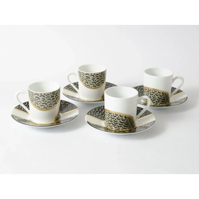 Cups: - height: 6 cm - diameter: 5.8 cm - width: 8 cm Saucers diameter: 12 cm. This piece has an attribution mark, I am...