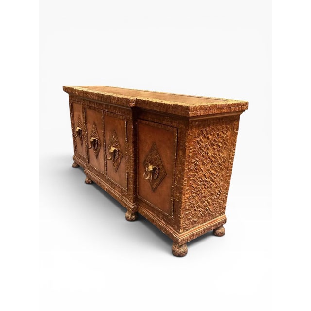 Maitland - Smith Attributed Maitland-Smith British Colonial Style Coconut Shell and Copper Top Bar Cabinet For Sale - Image 4 of 15