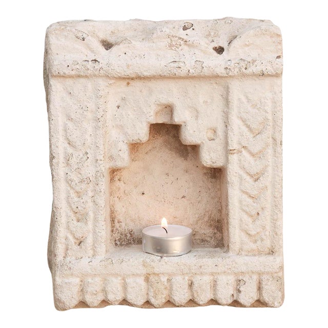 Chevron Pilasters, Antique Indian Stone Niche For Sale