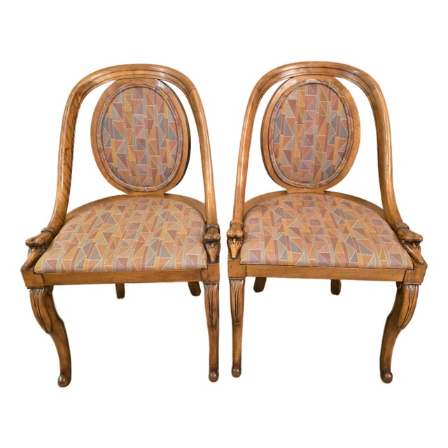 Antique 1920's French Art Deco Goosehead Accent/Dining Chairs - Set of 2 For Sale