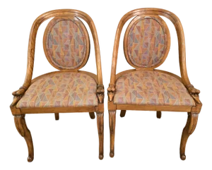 Antique 1920's French Art Deco Goosehead Accent/Dining Chairs - Set of 2