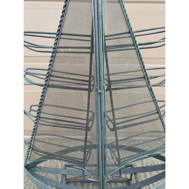 Late 20th Century Vintage Nautical Wrought Iron Green Sail Boat Wine Rack For Sale - Image 5 of 10