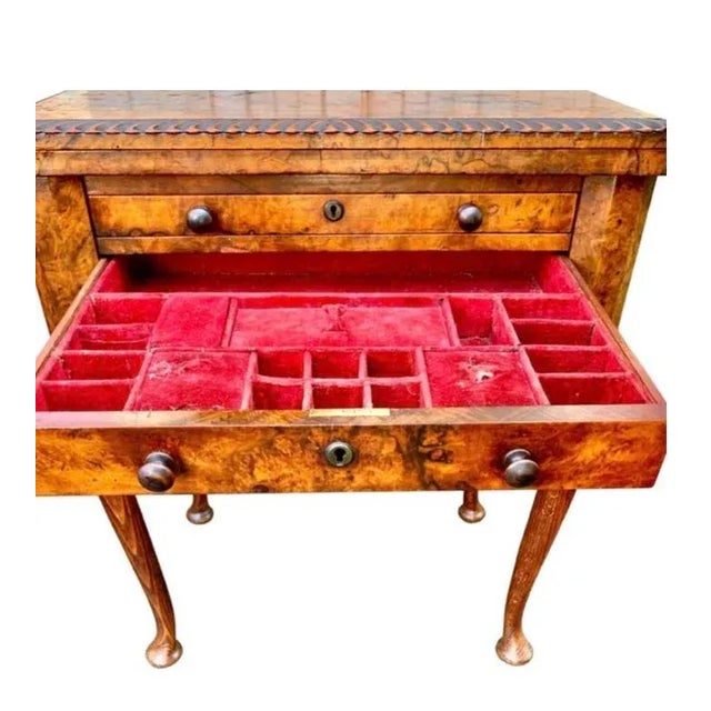 English Queen Anne Carved Walnut Work/Games Table, 19th For Sale - Image 4 of 12