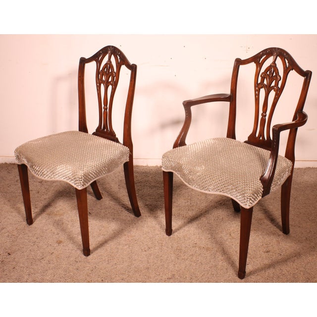 Vintage Chairs and Two Armchairs in Mahogany, 1800s, Set of 8 For Sale - Image 11 of 12