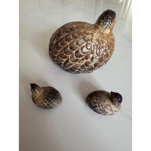 Vintage MCM Made in Japan Quail Family Figurine Set (3-Piece) For Sale - Image 4 of 5
