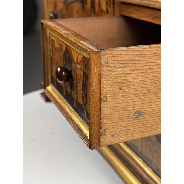 Small Art Cabinet with Achitectural Marquetry, 1700s For Sale - Image 15 of 18