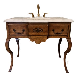 19th Century French Walnut Bath Vanity For Sale