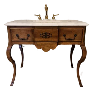 19th Century French Walnut Bath Vanity
