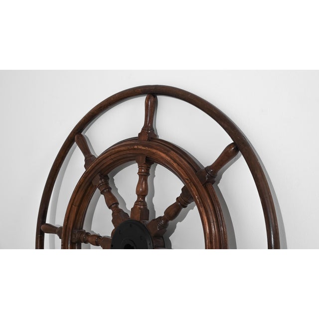 French 1900s French Wooden Ship Steering Wheel For Sale - Image 3 of 8