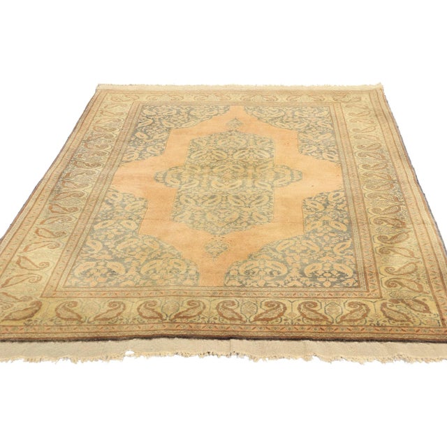 Traditional Antique Orange Persian Tabriz Rug - 03'10 X 06'02 For Sale - Image 3 of 9