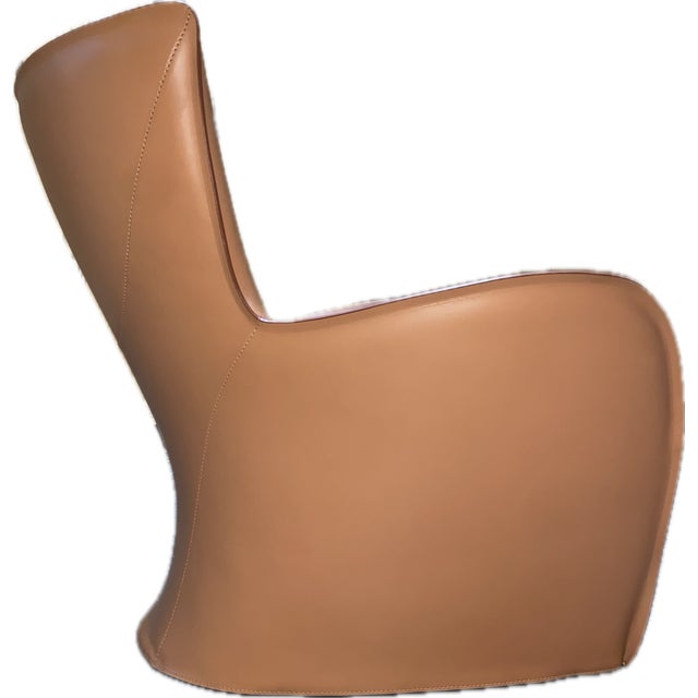 Molteni&C Mandrague Hide Armchair in Natural. Gliss Master Collection. Item is not marked or signed. Invoice available to...