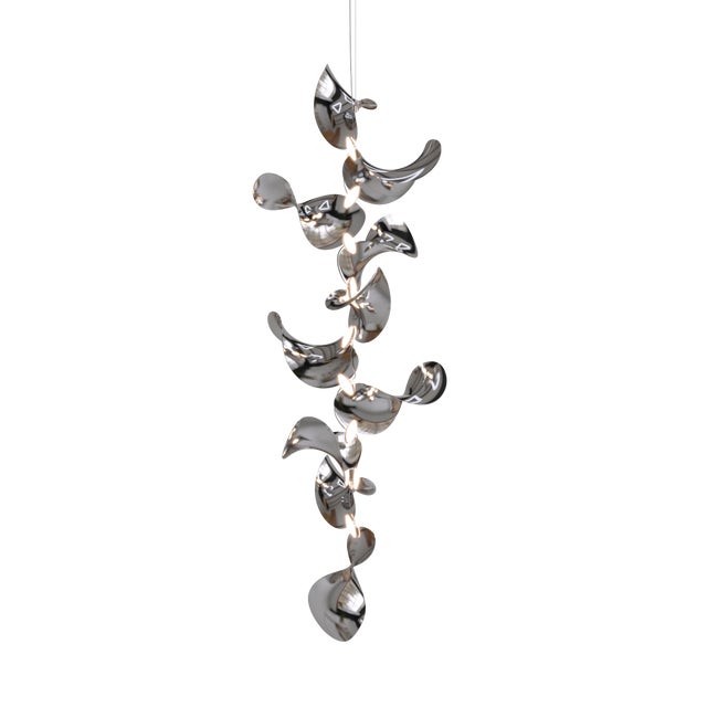 Silver Dune 10 Vertical Cluster Light with Silver Polished Shades by Daniel Becker For Sale - Image 8 of 8